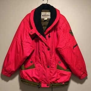 Obermeyer Pace Style Coat, Red with Green Accents, Size 10